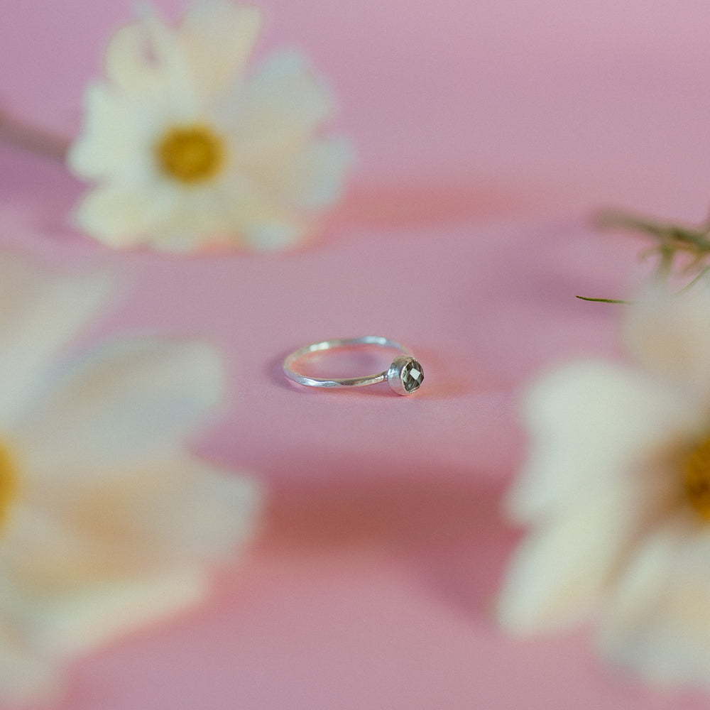 Green Topaz Hammered Stacking Ring