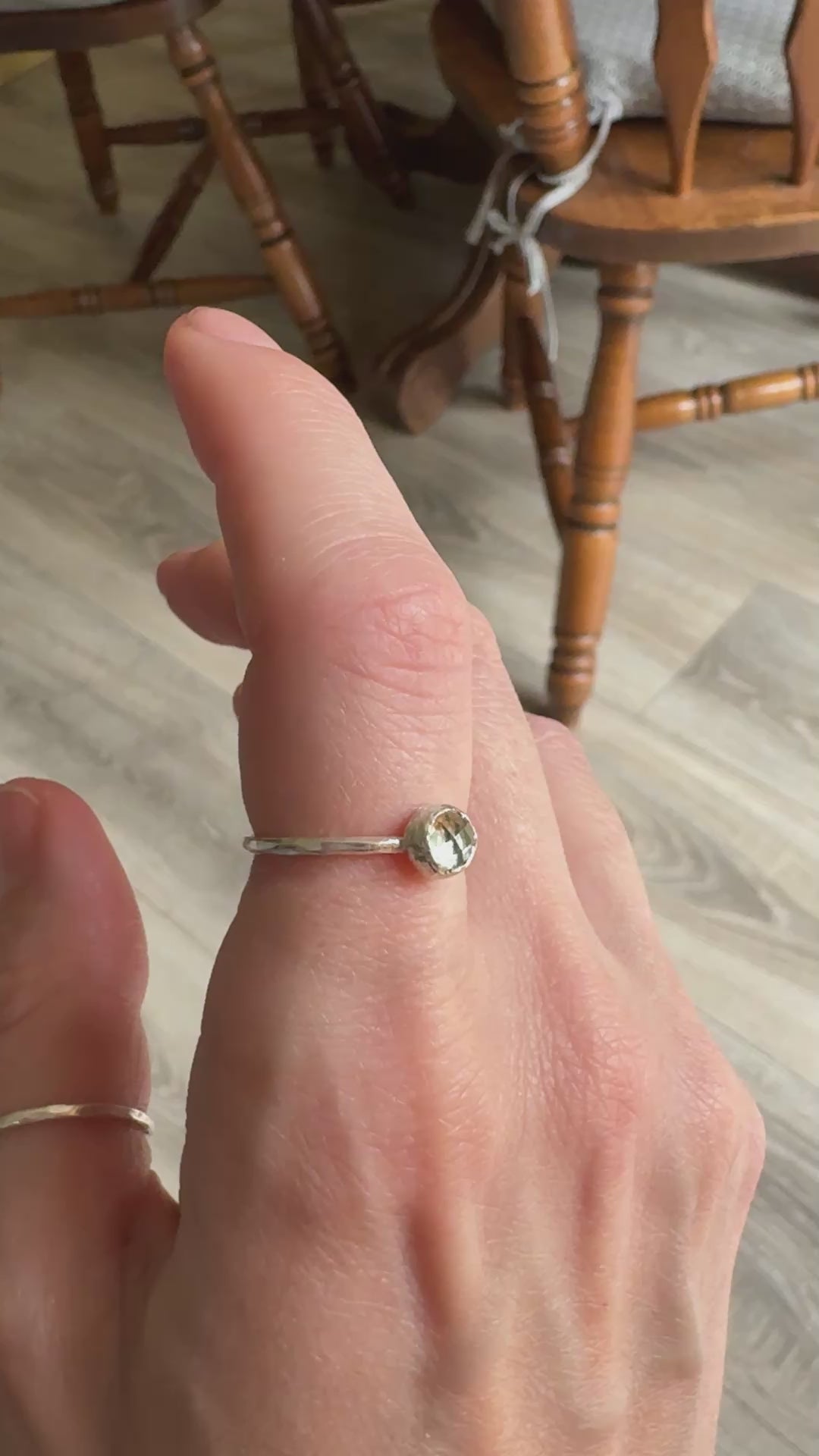 Green Topaz Hammered Stacking Ring